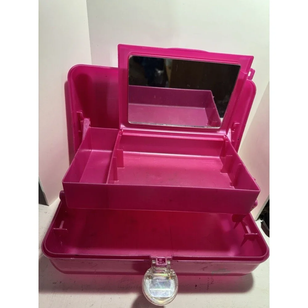 Caboodles Pink Cosmetic Organizer Makeup Craft Tote Organize Carry Case Vintage